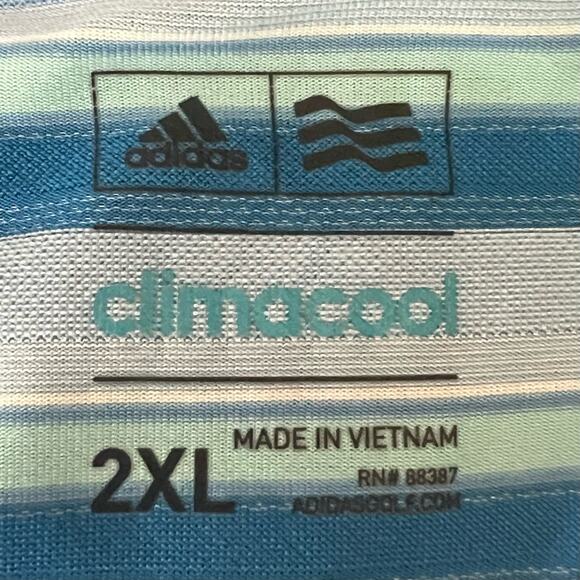 Adidas Polo shirt men’s 2XL Polo Climacool polyester/spandex blend Blue - Picture 5 of 5